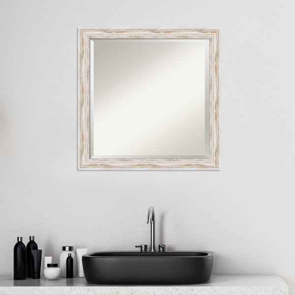 Beachcrest Home Beachy Beveled Distressed Bathroom/Vanity Mirror